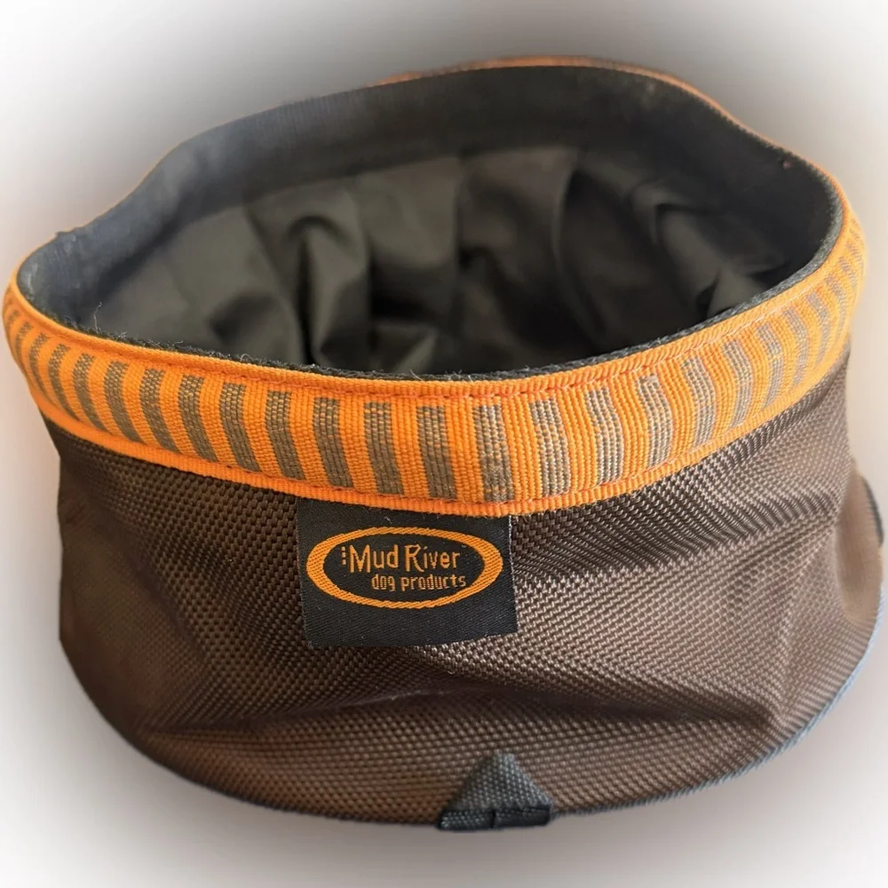 Mud River Quick Quack Collapsible Dog Bowl Brown/Orange